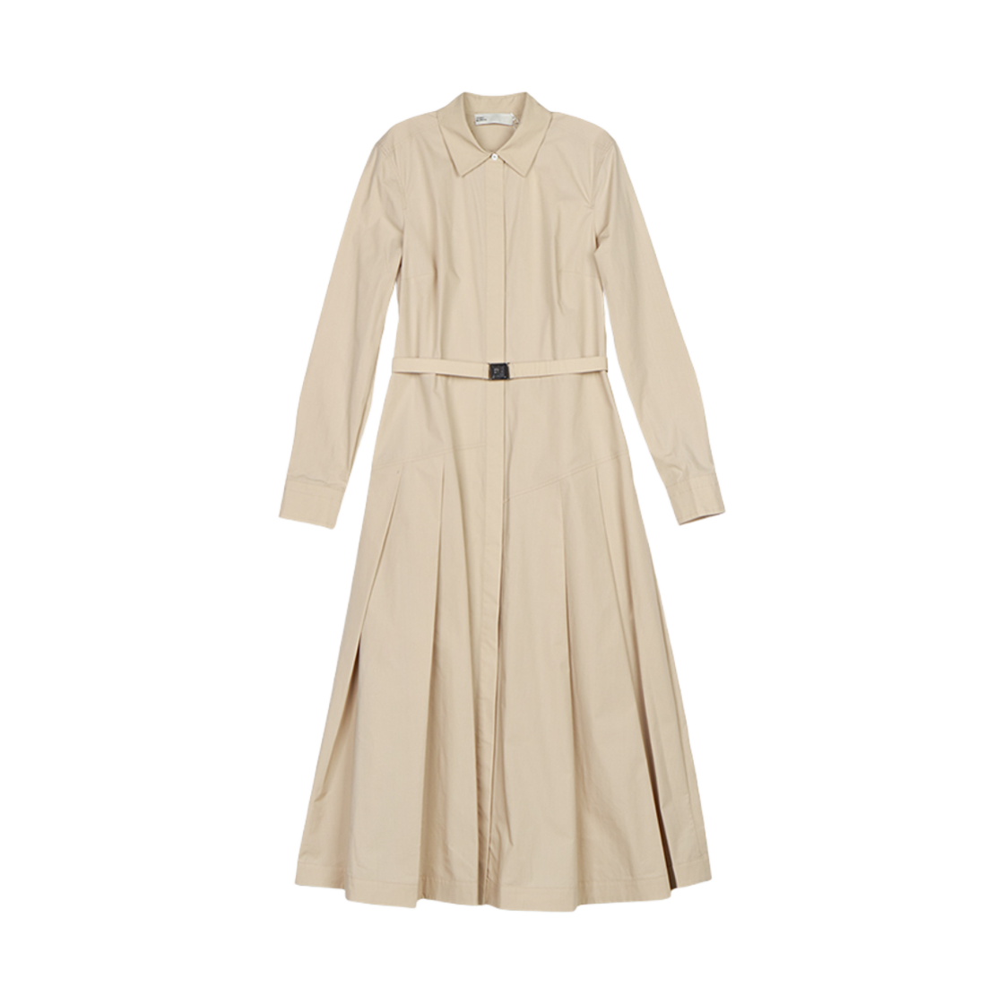 164803-253 (W) Tory Burch Long Pleated Shirt Dress Beige