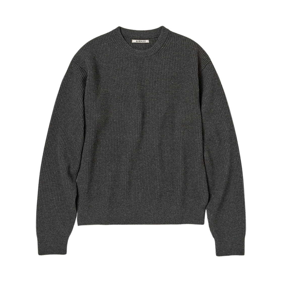 (W) 오라리 슈퍼 파인 울 립 니트 P/O 탑 그레이((W) Auralee Super Fine Wool Rib Knit P/O Top Gray) - 1