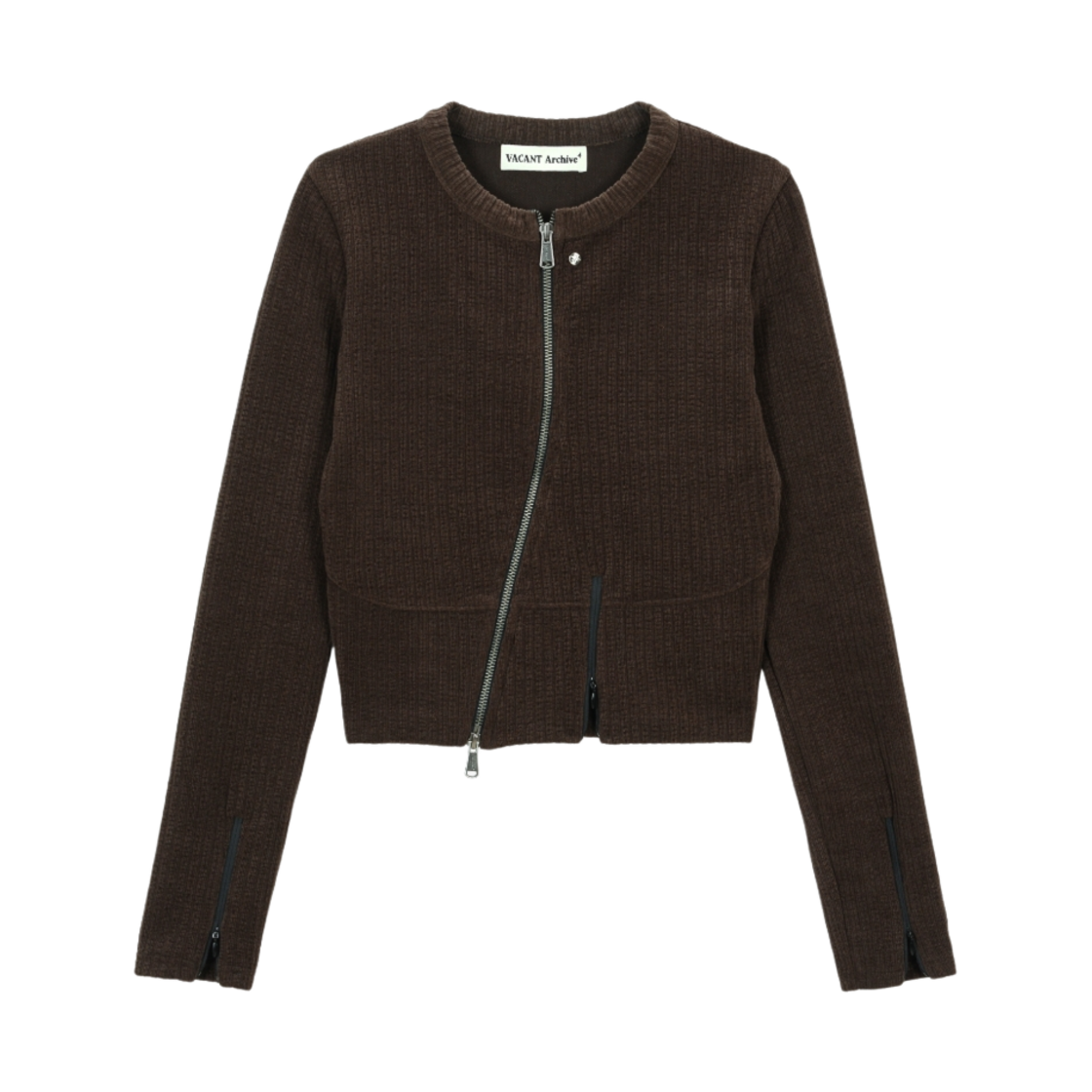 VAK251SS002BK10_15 Vacant Archive Neah Ribbed Zip-Up Brown