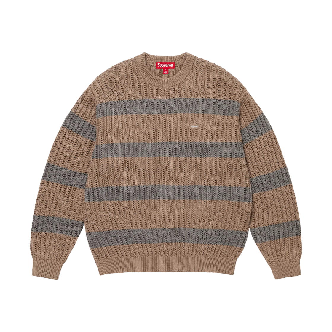 슈프림 루즈 게이지 스트라이프 스몰 박스 스웨터 카키 - 25SS(Supreme Loose Gauge Stripe Small Box Sweater Khaki - 25SS)