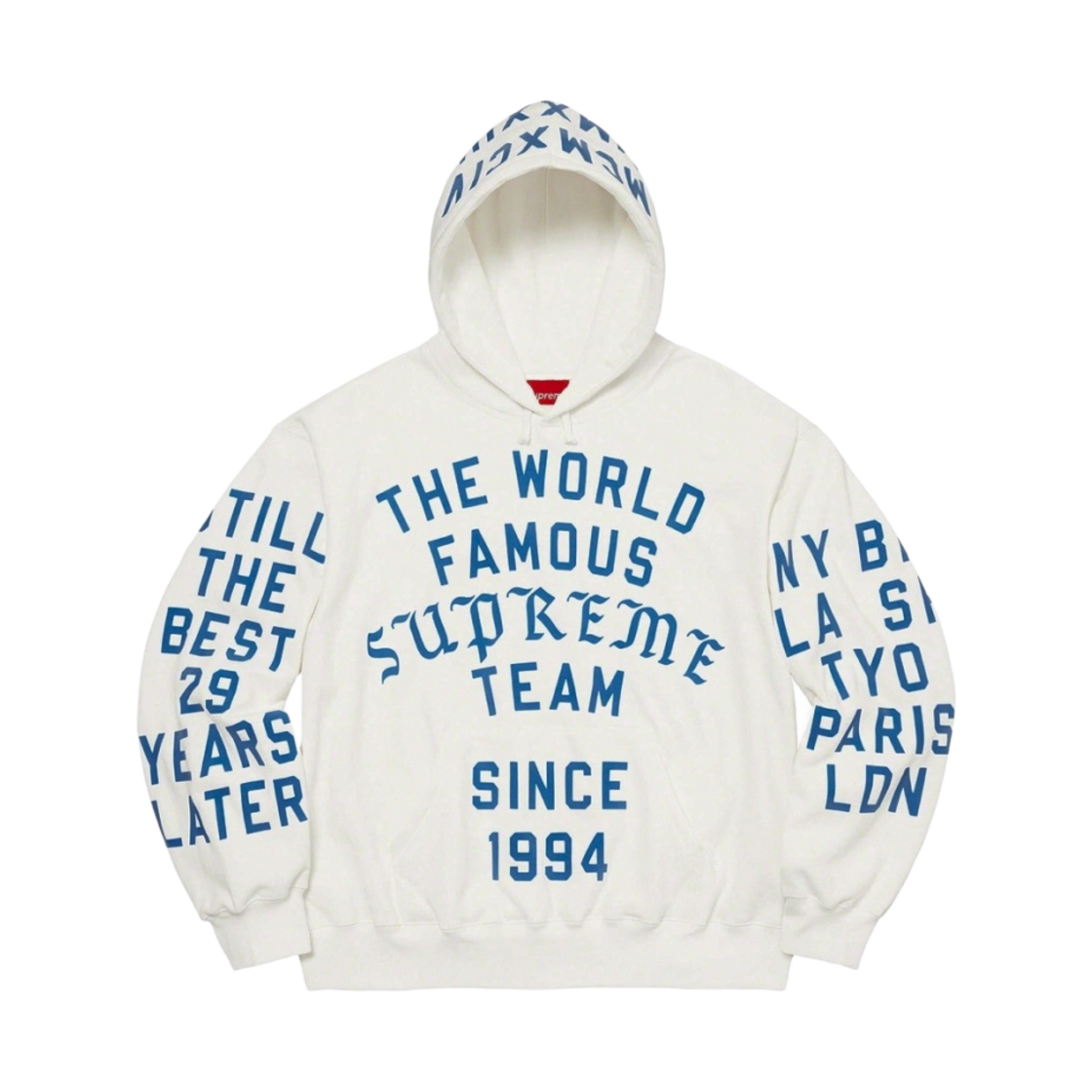 슈프림 팀 플록 후드 스웨트셔츠 화이트 - 23SS