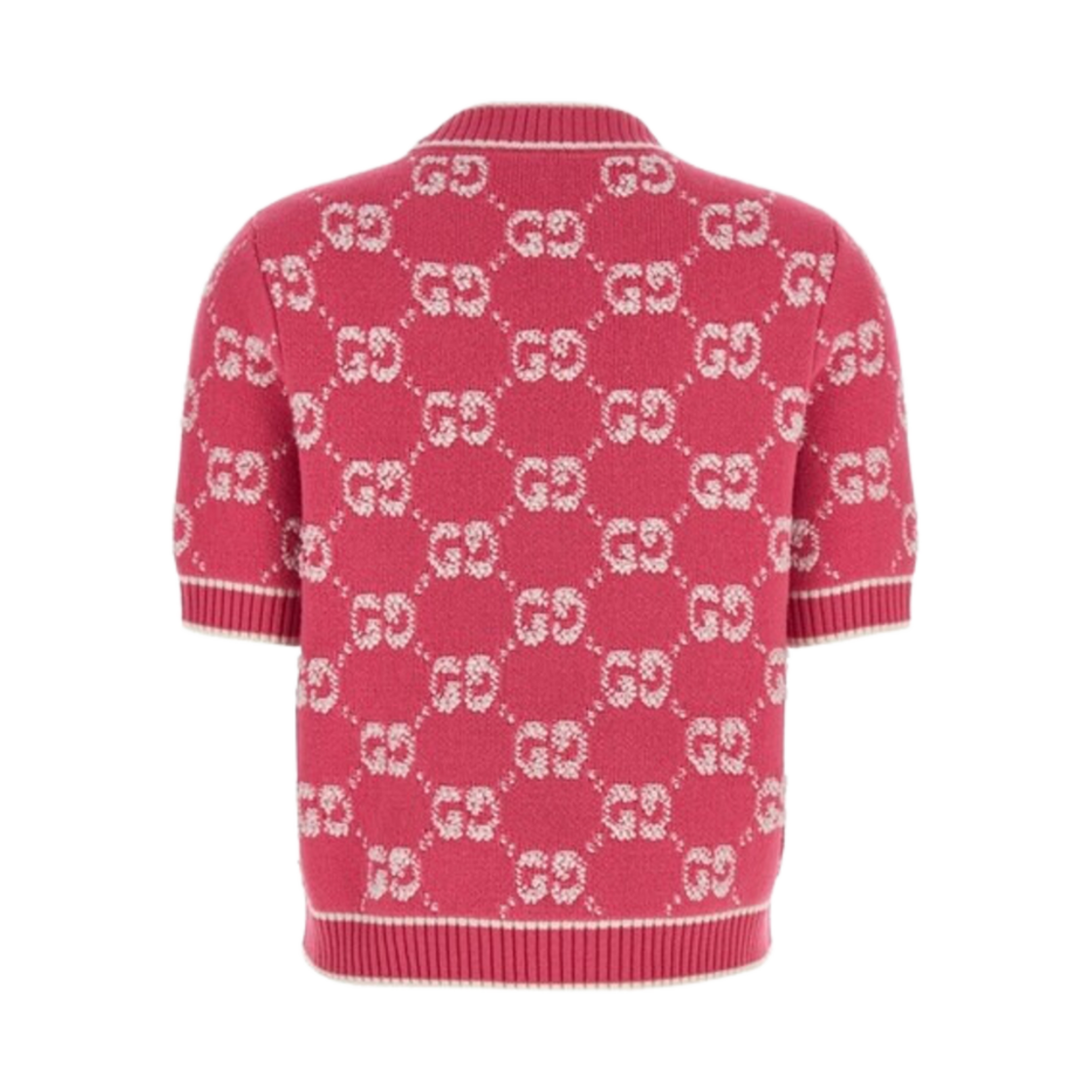 (W) 구찌 GG 울 부클 자카드 탑 핑크 아이보리((W) Gucci GG Wool Boucle Jacquard Top Pink Ivory) - 2