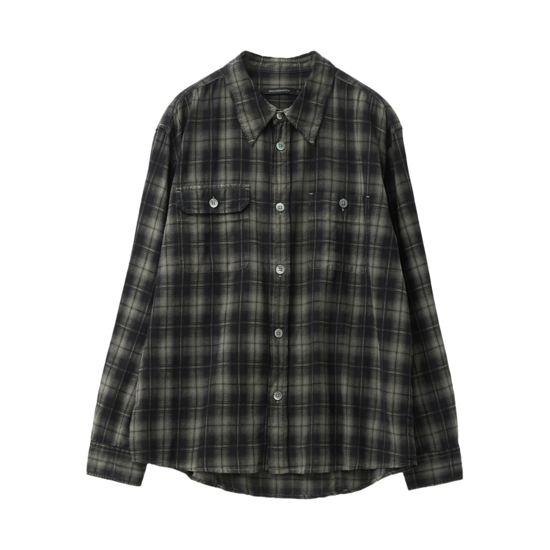 해칭룸 2Pk 셔츠 롱 오버 다이드 체크 다크 카키