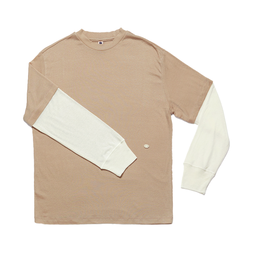 LLL90C-LTS-BG009F LLL Design Studio Wool Tencel Layered Long-Sleeve Tee Beige
