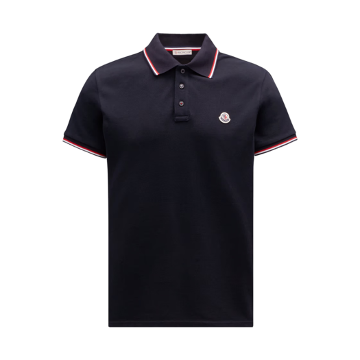 K1-091-8A70300-84556-77X Moncler Trim Cotton Piquet Polo Shirt Dark Blue - 25SS