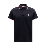 Moncler Trim Cotton Piquet Polo Shirt Dark Blue - 25SS