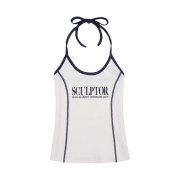 (W) Sculptor Classic Logo Halter Top White