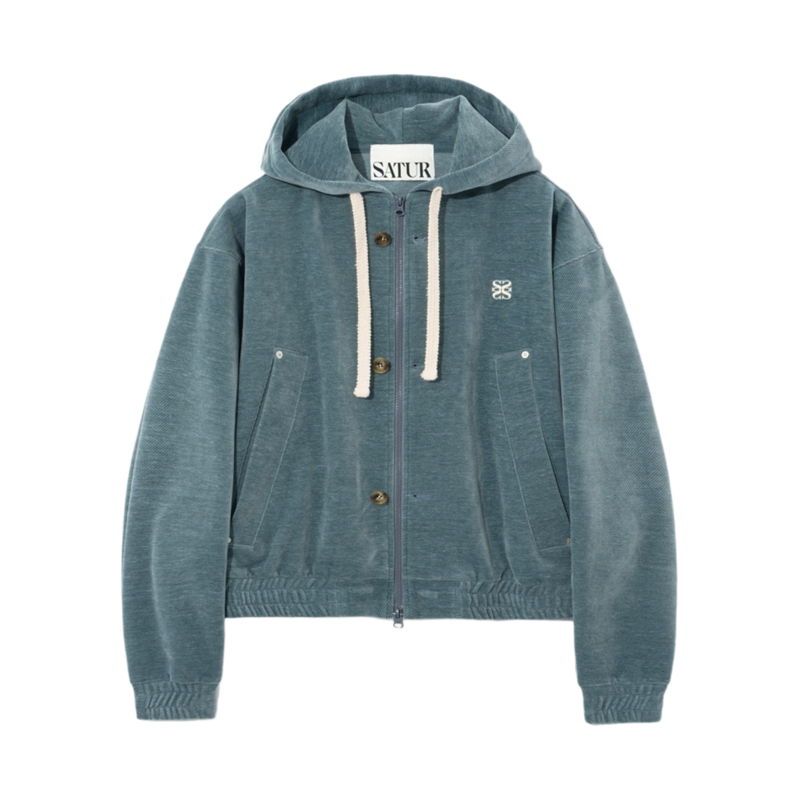 세터 테오 벨루어 후드 집업 던 블루(Satur Teo Velour Hoodie Zip-Up Dawn Blue)