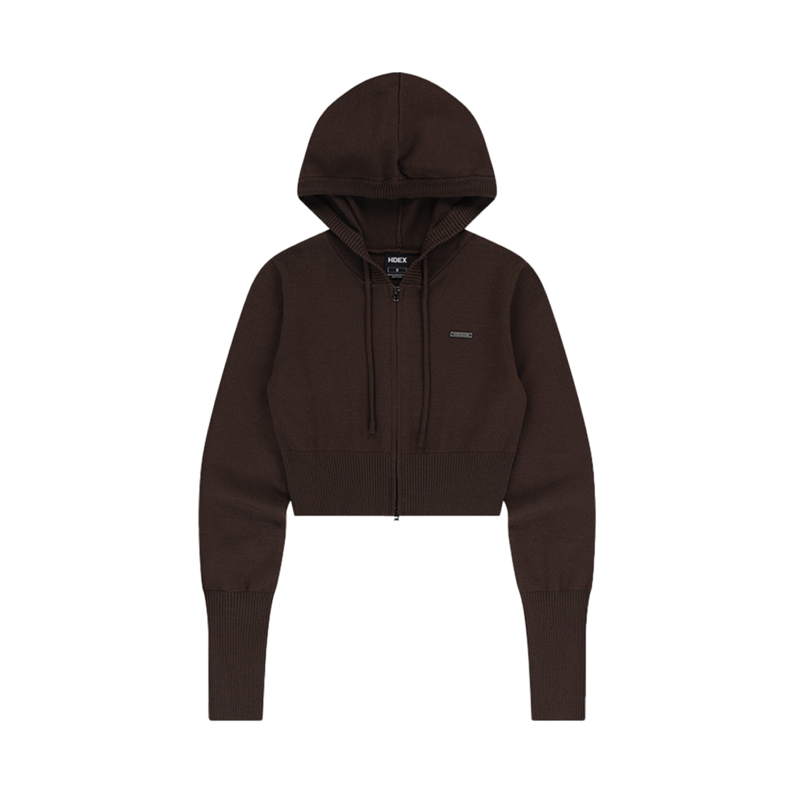 에이치덱스 우먼스 니트 크롭 후디 집업 브라운(HDEX Womens Knit Crop Zip-Up Hoodie Brown)