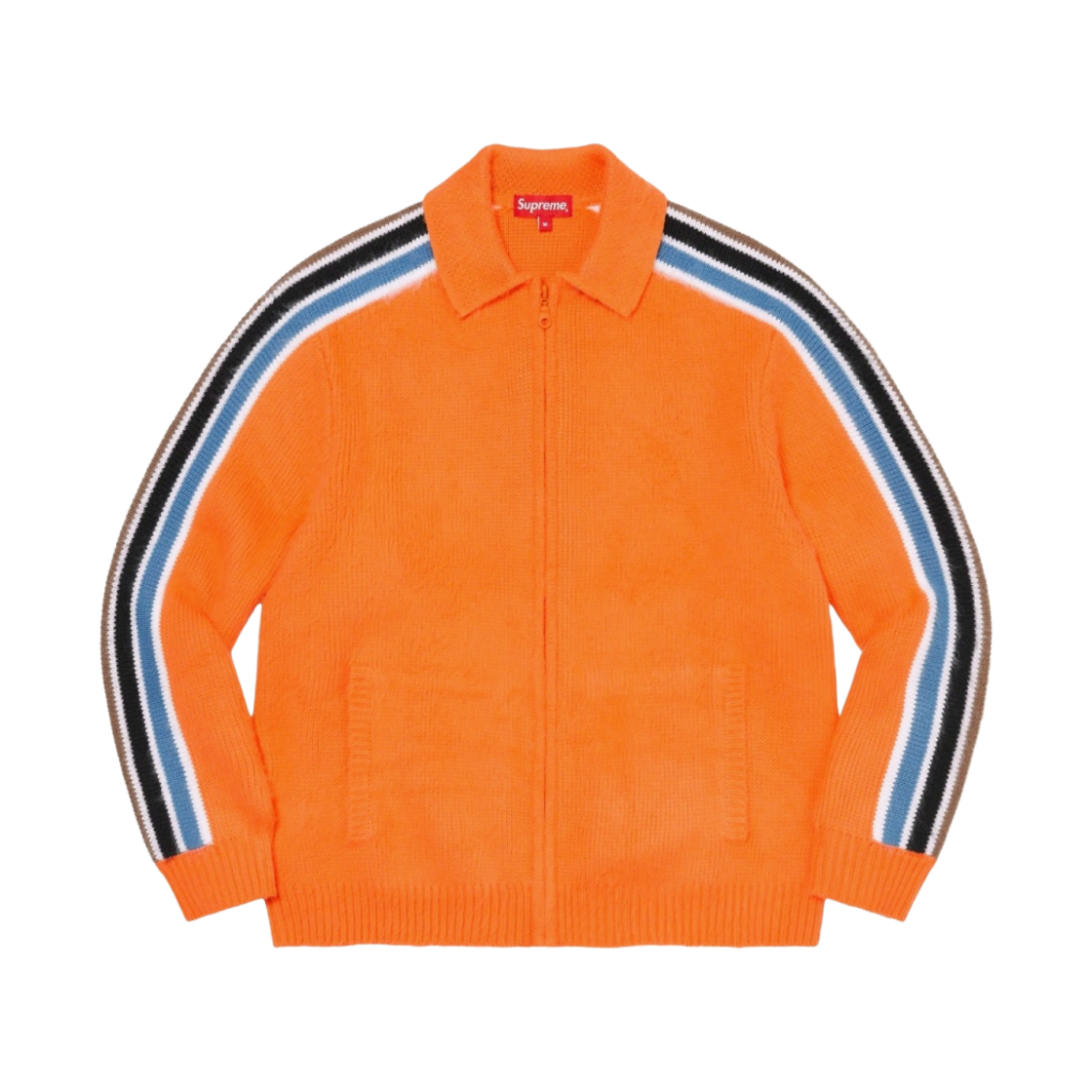 슈프림 슬리브 스트라이프 집업 스웨터 오렌지 - 23SS(Supreme Sleeve Stripe Zip Up Sweater Orange - 23SS) - 1