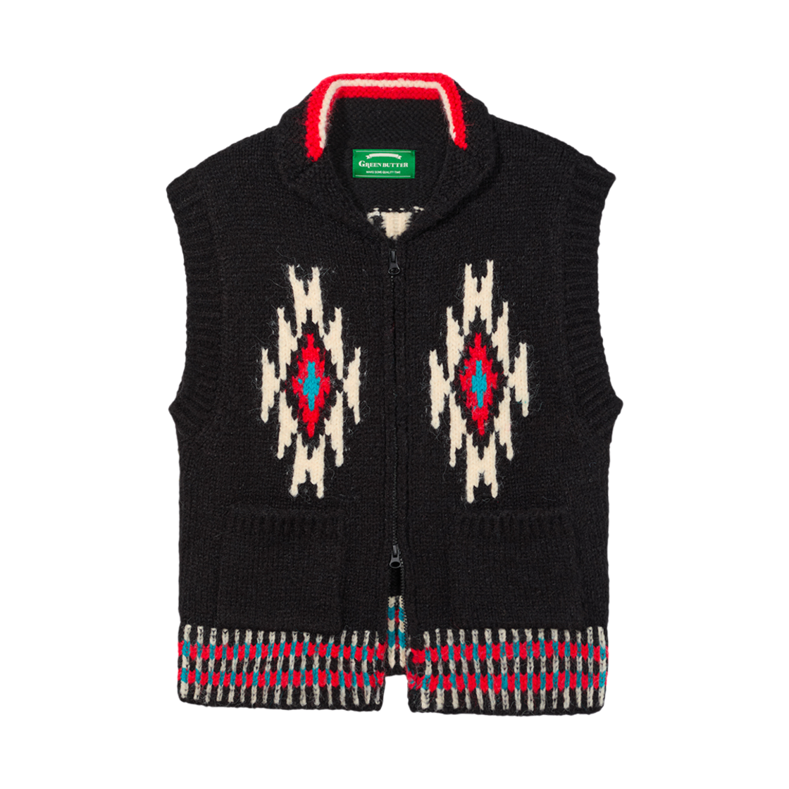 그린버터 나바호 알파카 니트 베스트 블랙