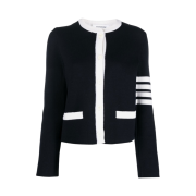 (W) Thom Browne Double Face Merino 4-Bar Cardigan Jacket Navy