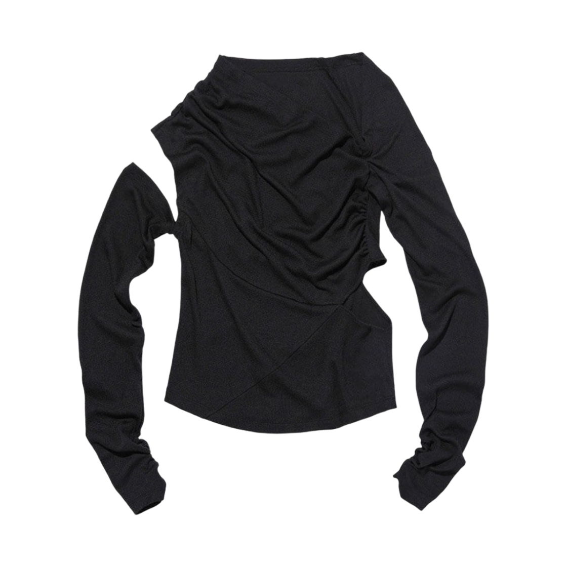 (W) 미스치프 카울 넥 셔링 탑 블랙