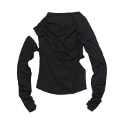 (W) Mischief Cowl Neck Shirring Top Black