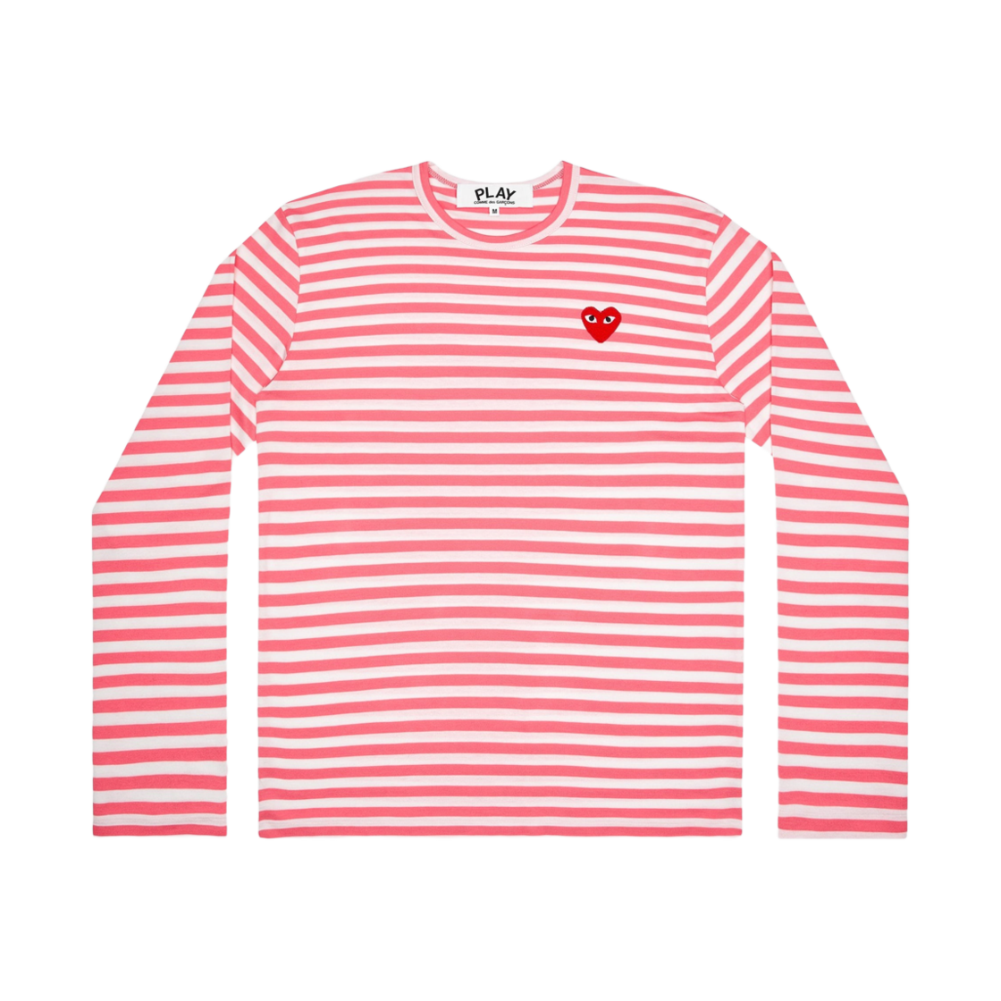 AX-T278-051-3 Play Comme des Garcons Red Heart Border Long Sleeve Pink White