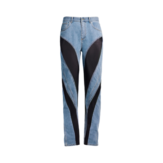 H&M x Mugler Spiral Panel Jeans Light Denim Blue Black