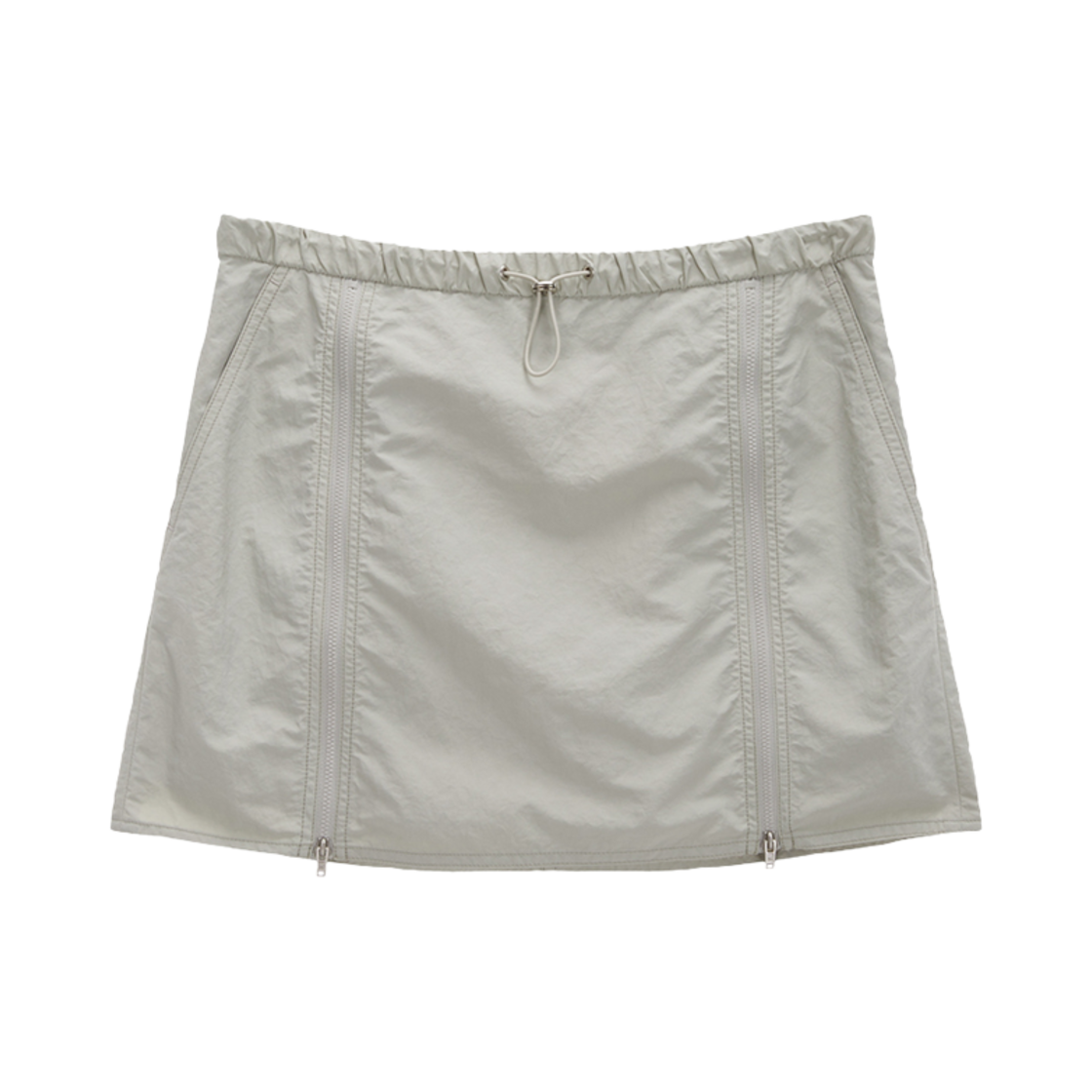 MK2434SK011MBE (W) Matin Kim Double Zipper Point Banding Mini Skirt Beige