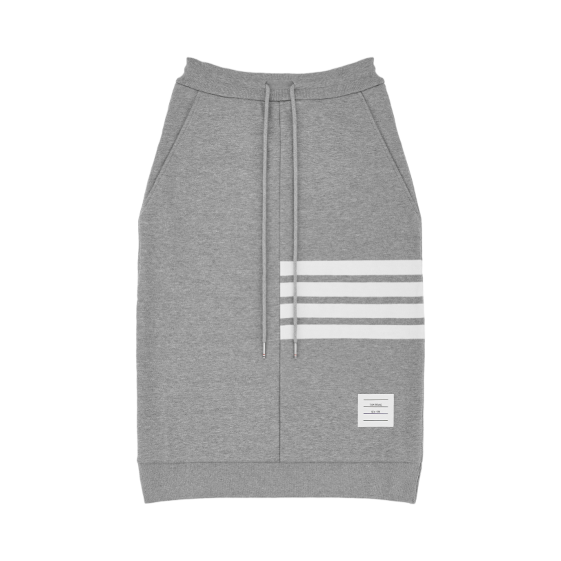 FJK008A-00535-055 (W) Thom Browne Cotton 4-Bar Striped Skirt Light Grey