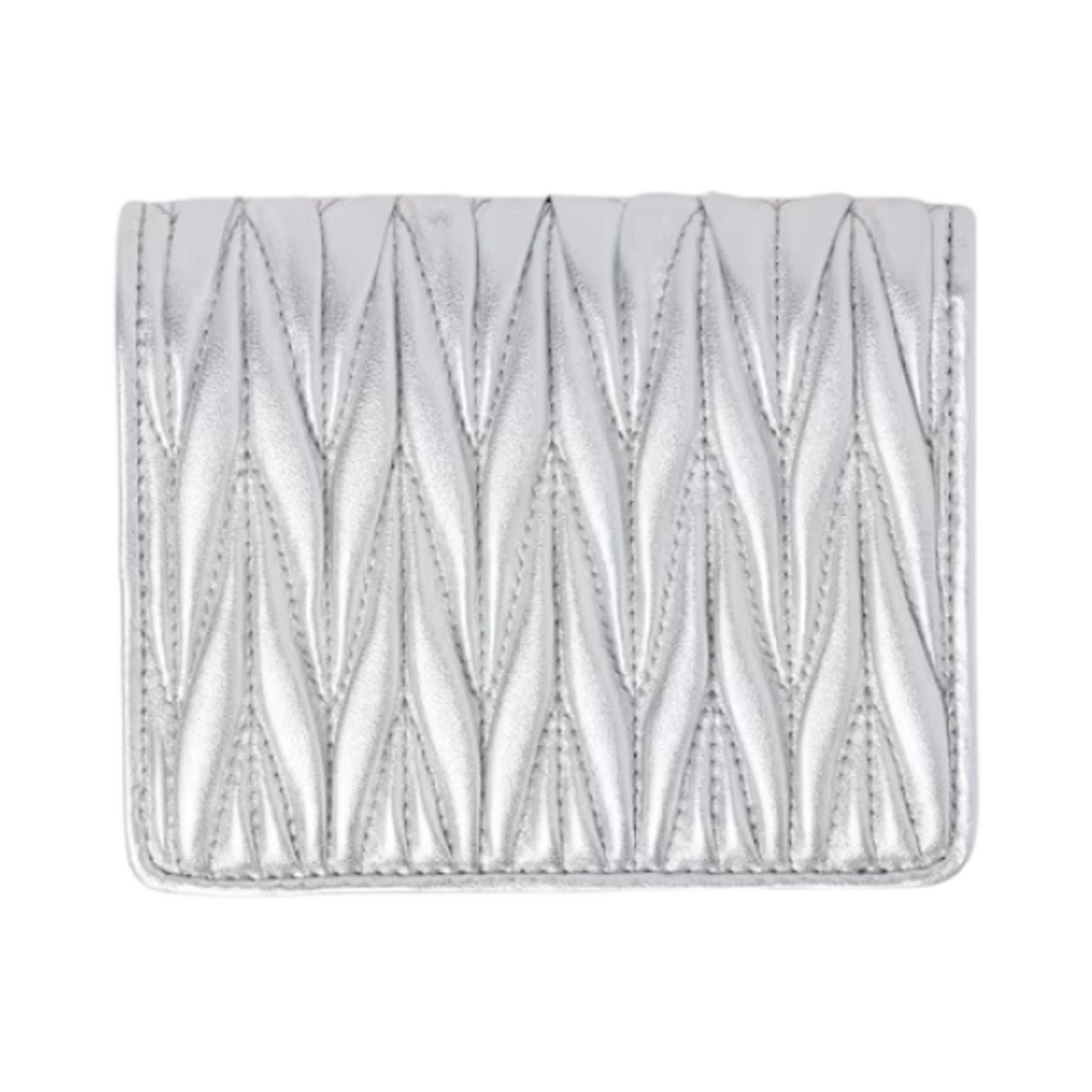 미우 미우 스몰 마테라쎄 나파 가죽 반지갑 실버(Miu Miu Small Matelasse Nappa Leather Wallet Silver) - 3