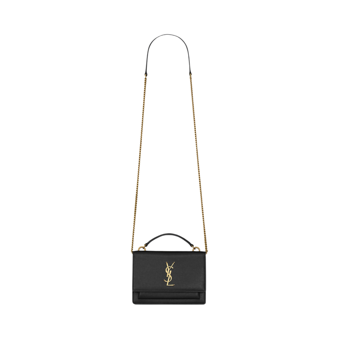 생로랑 코티드 바크 레더 선셋 체인 월렛 블랙(Saint Laurent Sunset Chain Wallet in Coated Bark Leather Black) - 1
