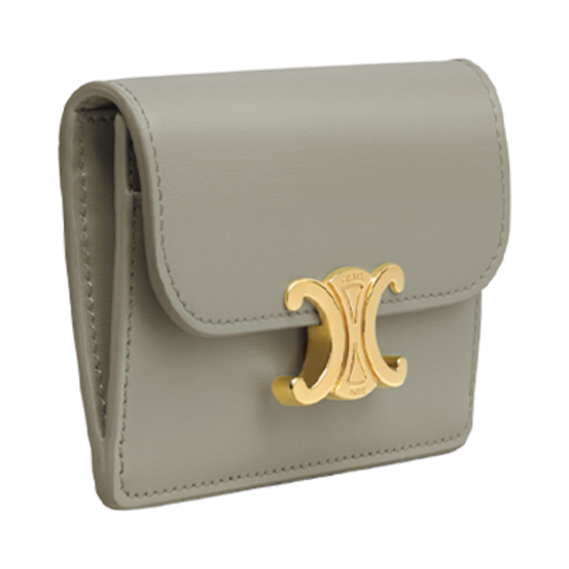 셀린느 카드 홀더 플랩 트리옹프 샤이니 카프스킨 그린 클레이(Celine Card Holder with Flap Triomphe in Shiny Calfskin Green Clay) - 2