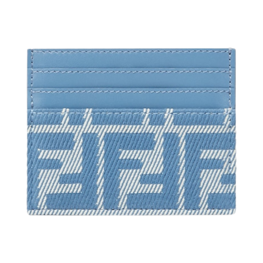 8M0445AUNJF1SKL Fendi Baguette Denim FF Jacquard Flat Card Case Blue