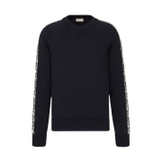 Dior Sweater with Dior Oblique Inserts Cotton Jersey Deep Blue