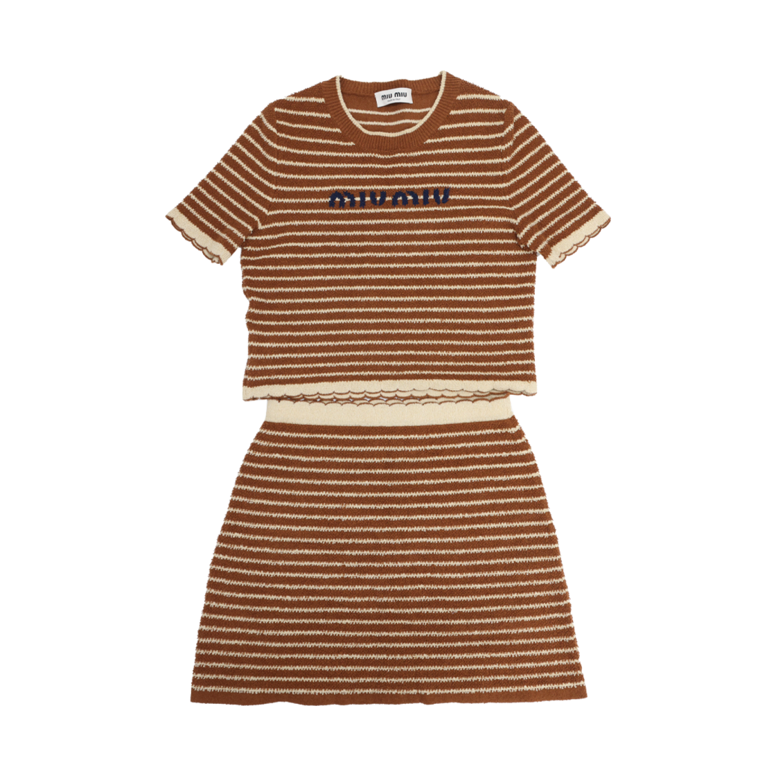 ITN3H2EJRJ2M Miu Miu Cotton Boucle Sweater Skirt Set