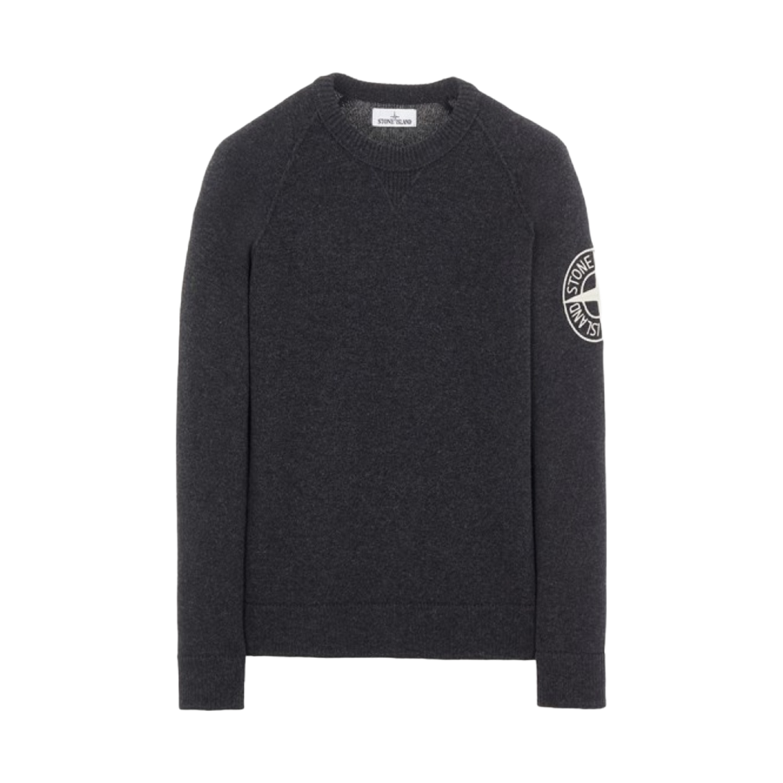스톤 아일랜드 514B7 질롱 울 자수 크루넥 니트 다크 그레이 - 21FW
