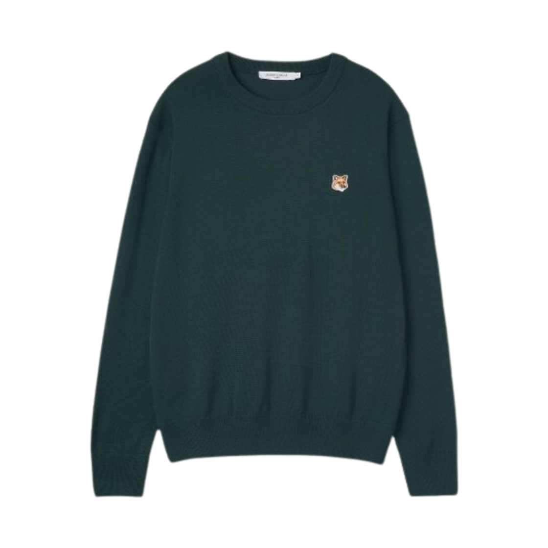 JM00504KT1036-P370 Maison Kitsune Fox Head Patch Classic Knit Deep Green