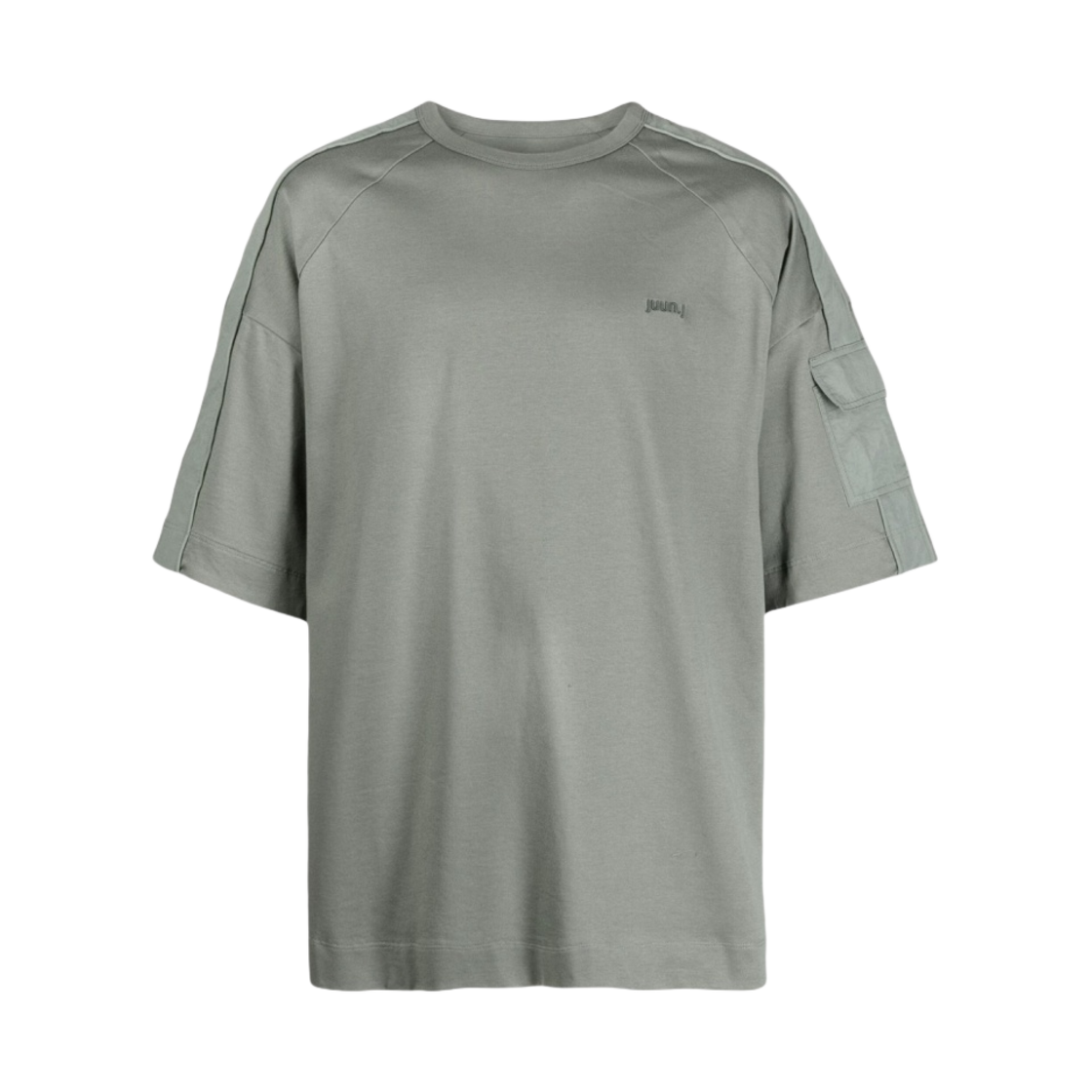 준지 나일론 포켓 디테일 코튼 숏 슬리브 티셔츠 카키 - 23SS(Juun.J Nylon Pocket Detail Cotton Short Sleeve T-Shirt Khaki - 23SS) - 1