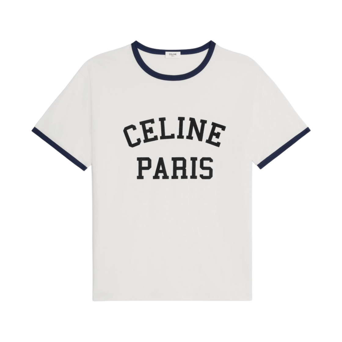 셀린느 코튼 저지 파리 루즈 티셔츠 오프 화이트 네이비 블랙