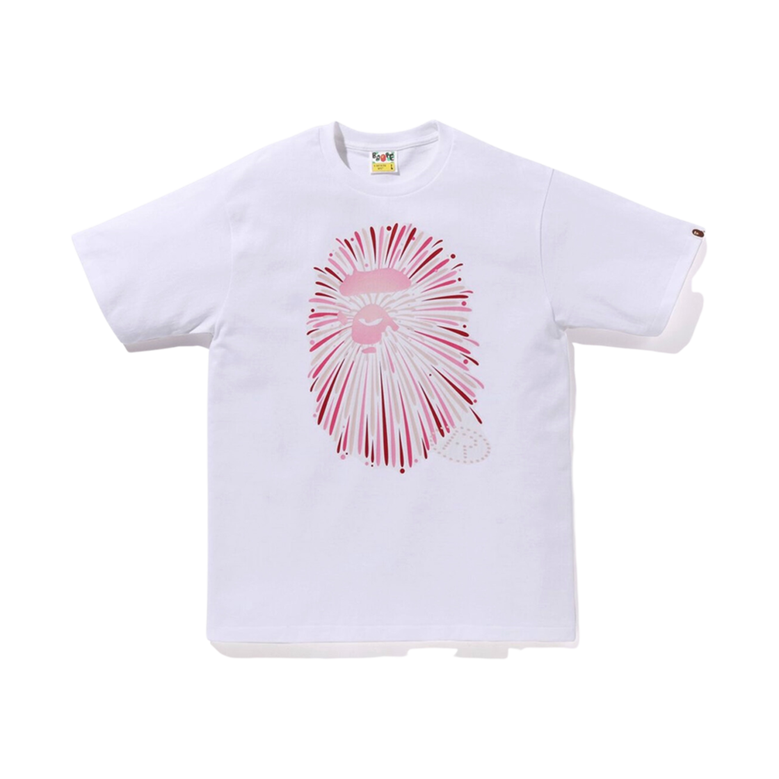 베이프 에이프 헤드 파이어워크 티셔츠 화이트