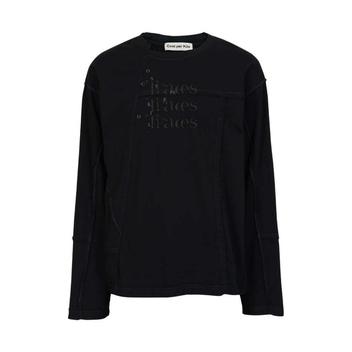코스트퍼킬로 애시머트리 컷 롱 슬리브 티셔츠 블랙