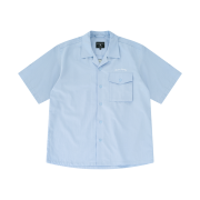 Hongwoosung Embroidery Boots Open Collar Shirt Sky Blue