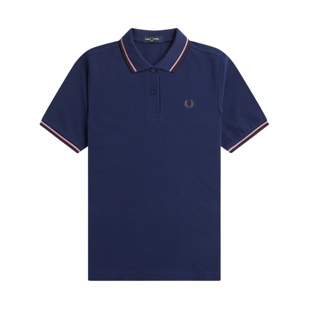 AFPF2413600-215 Fred Perry Womens G3600 Twin Tipped Fred Perry Shirt French Navy/Dusty Rose Pink/C Rd Brick