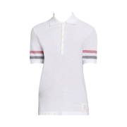 Thom Browne RWB Stripe Cotton Polo Shirt White