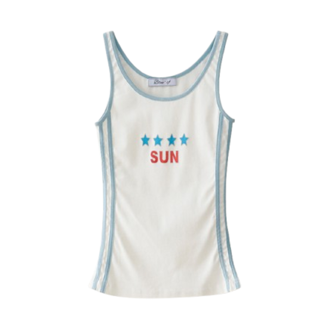 블루 선플라워 썬 로고 탱크 탑 빈티지 슬리브리스(Blue Sunflower Sun Tank Top Sleeveless White)