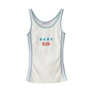 Blue Sunflower Sun Tank Top Sleeveless White