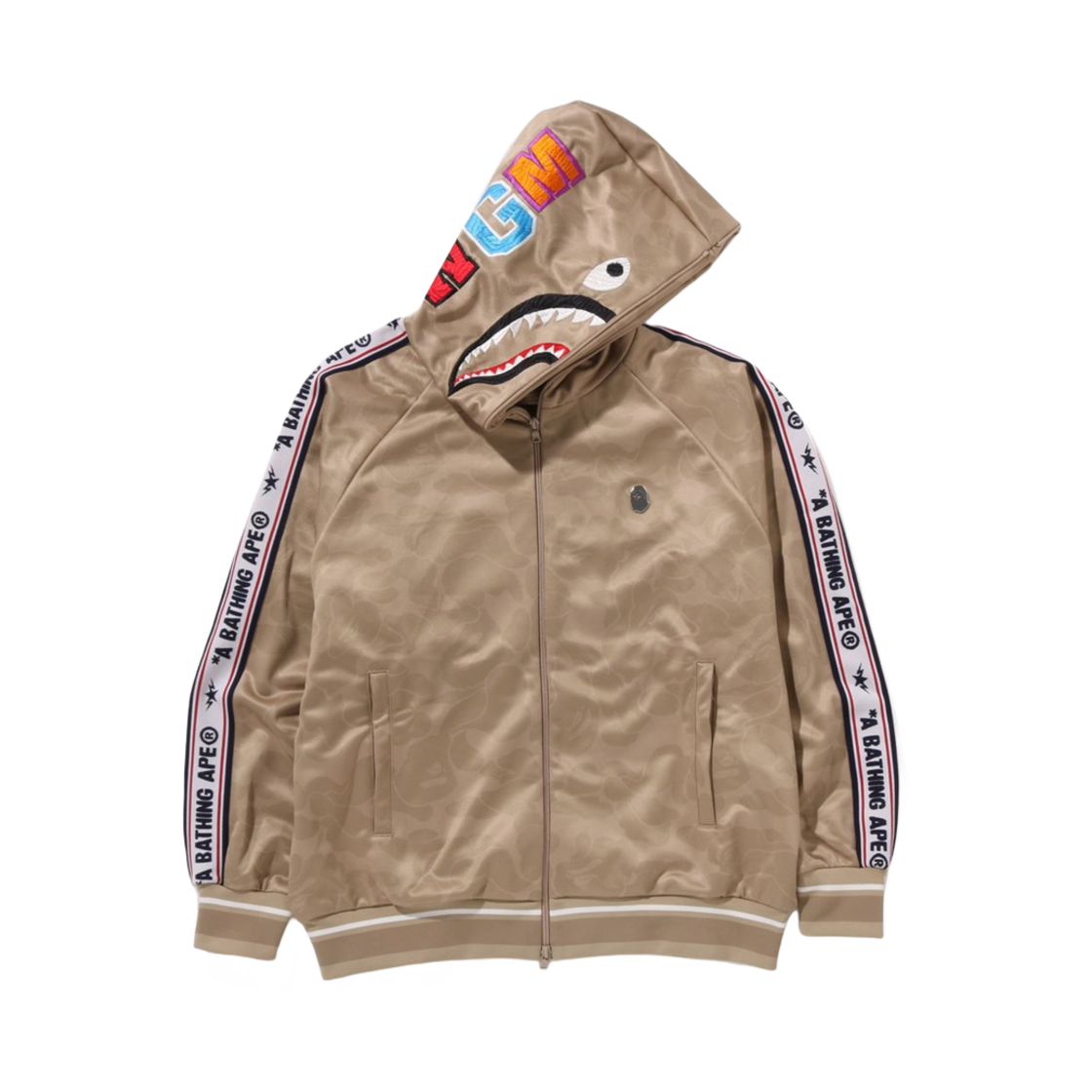 베이프 솔리드 카모 릴렉스드 핏 샤크 풀집 후드 베이지(BAPE Solid Camo Relaxed Fit Shark Full Zip Hoodie Beige) - 1