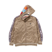 BAPE Solid Camo Relaxed Fit Shark Full Zip Hoodie Beige