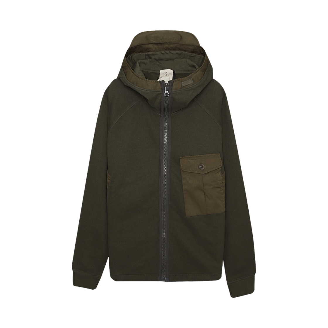 텐씨 가먼트 다이드 지퍼 후드 다크 그린(Ten C Garment Dyed Zipped Hoodie Dark Green) - 1