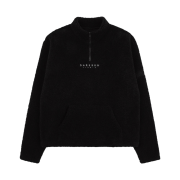 Darkr8m Studio Varsity Logo Sherpa Quarter Zip Up Top Black