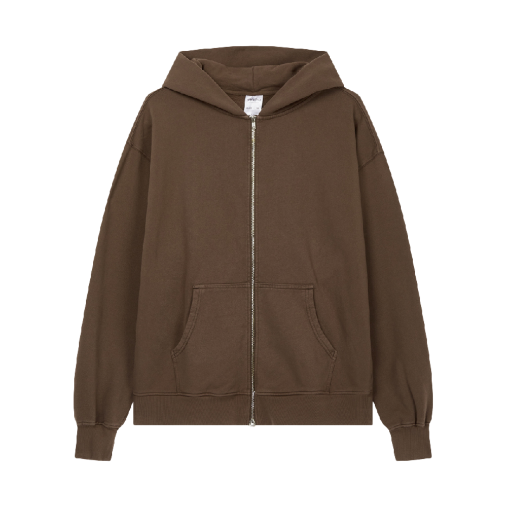 샤카웨어 13.5온스 LA 가먼트다이 더블 집업 후디 모카(Shaka Wear 13.5oz Los Angeles Heavyweight Garment Dye Double Zip-Up Hoodie Mocha)