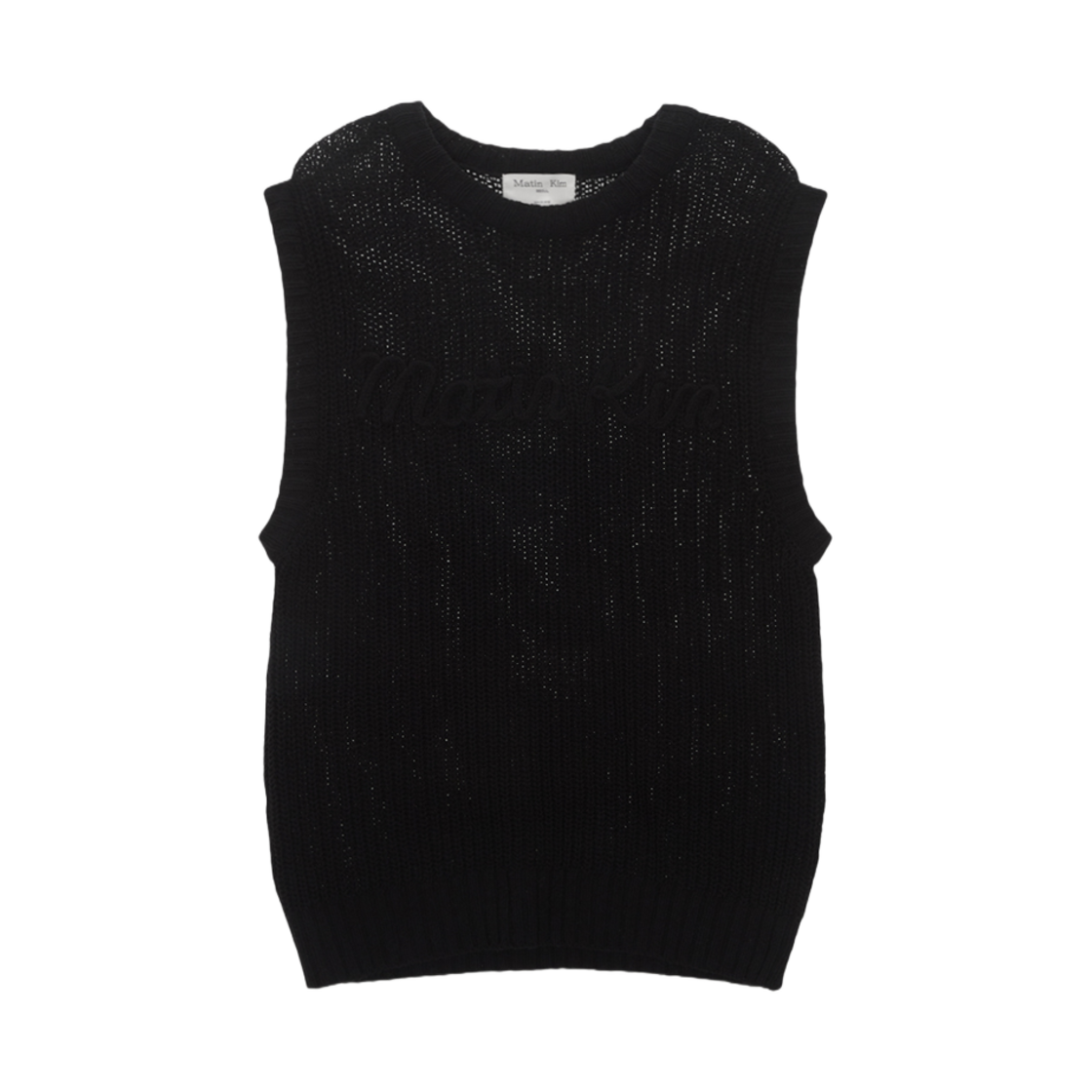 MK2434KV004M Matin Kim Big Logo Knit Vest Black