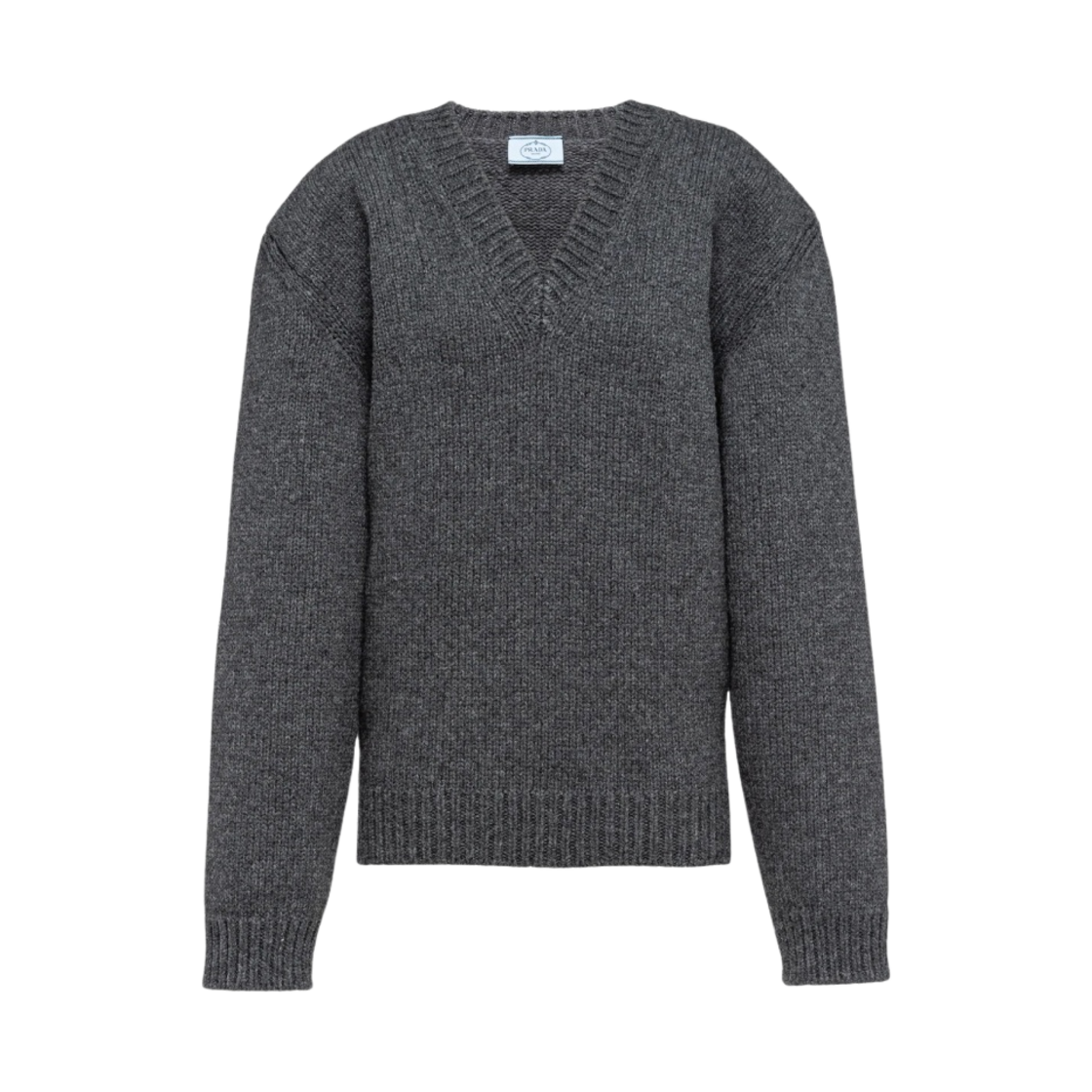 (W) 프라다 울 앤 캐시미어 브이넥 스웨터 슬레이트 그레이((W) Prada Wool and Cashmere V-Neck Sweater Slate Gray) - 1