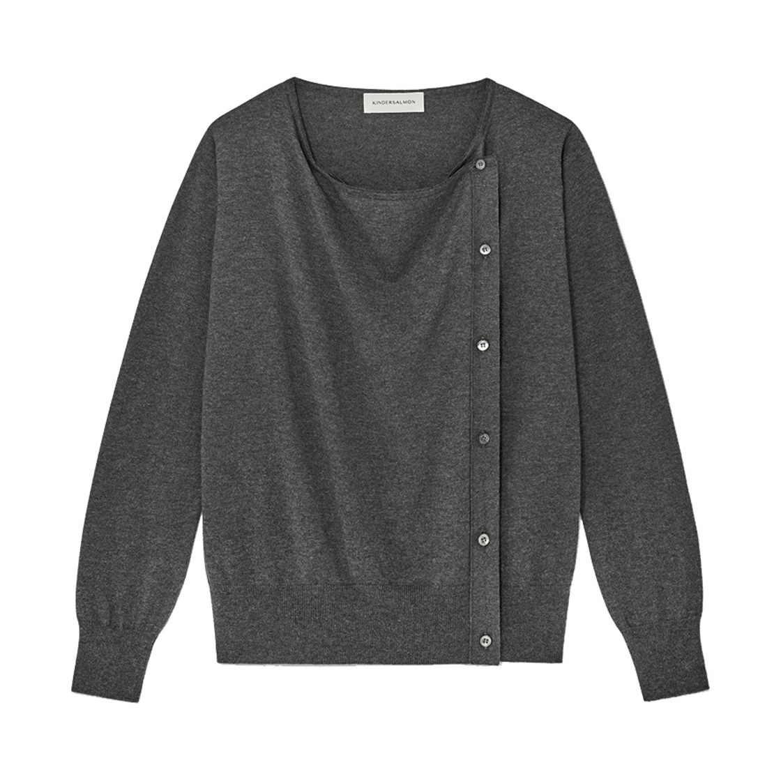 24FW014KN Kindersalmon Women Draped Cardigan Melange Gray