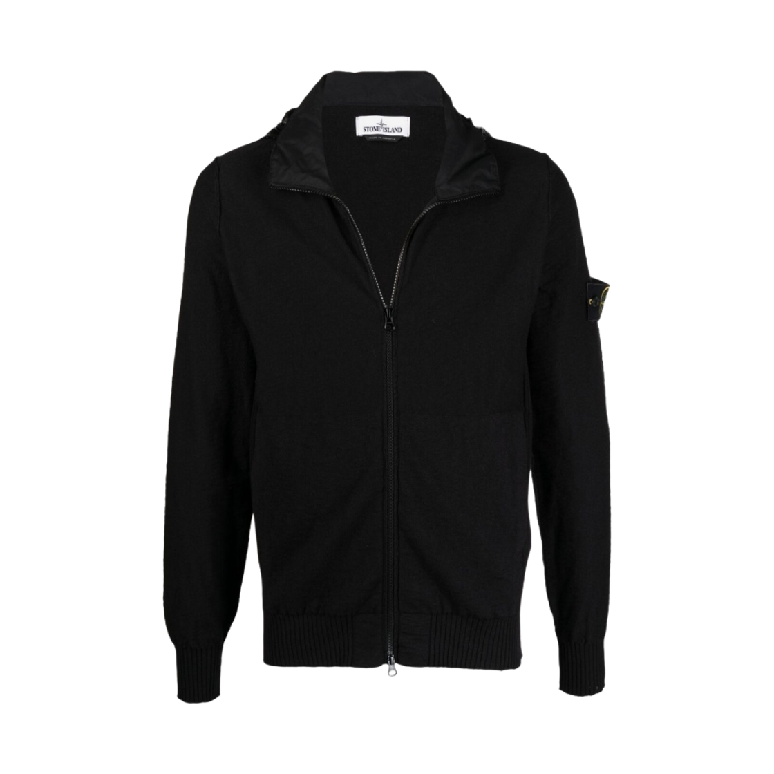 스톤 아일랜드 525B0 풀 집업 니트 가디건 블랙 - 21SS(Stone Island 525B0 Full Zip Knit Cardigan Black - 21SS) - 1