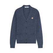 Maison Kitsune Fox Head Patch Classic Cardigan Blue Melange
