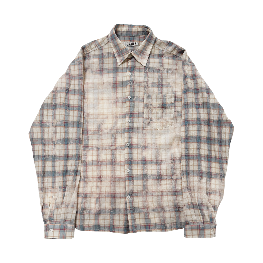 그레일즈 블리치드 플레이드 서머 셔츠 블루